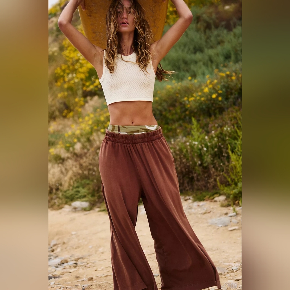 NWOT Hot Shot Slit Wide Leg Pants- Argon Oil